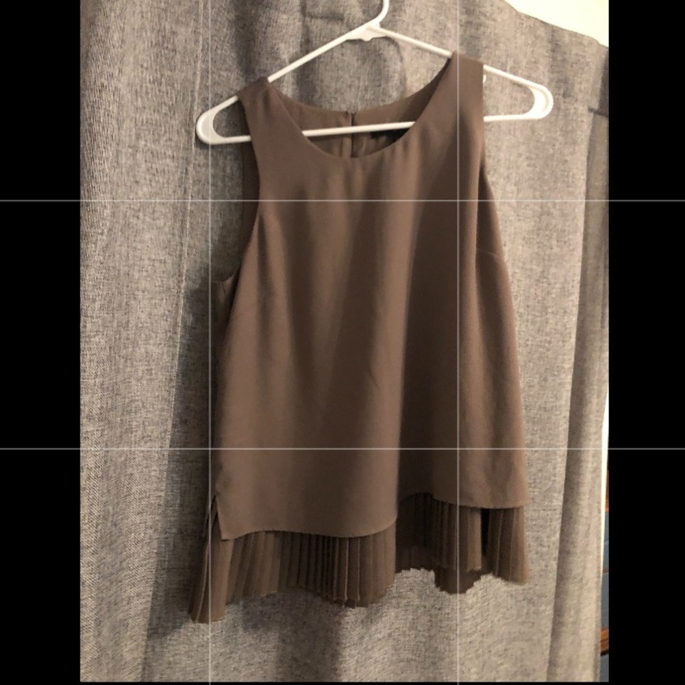 Taupe Banana Republic Pleated Tank Blouse